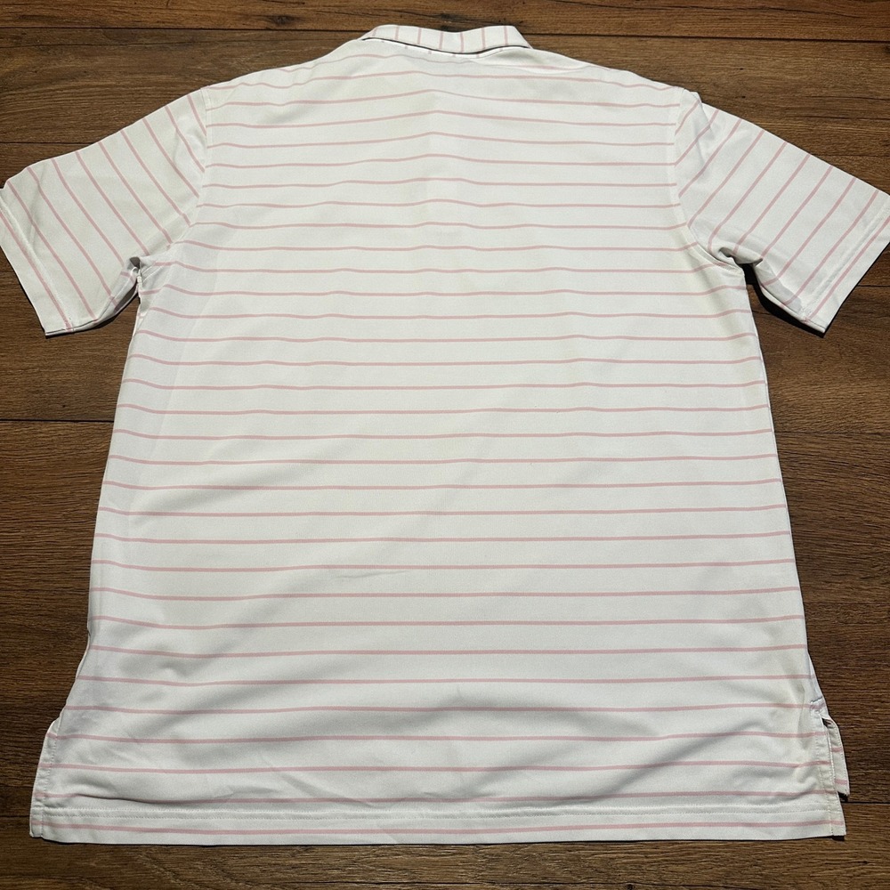 Peter Millar White Pink Striped Polo Shirt Mens Large Butler Country Club Logo - Picture 3 of 6